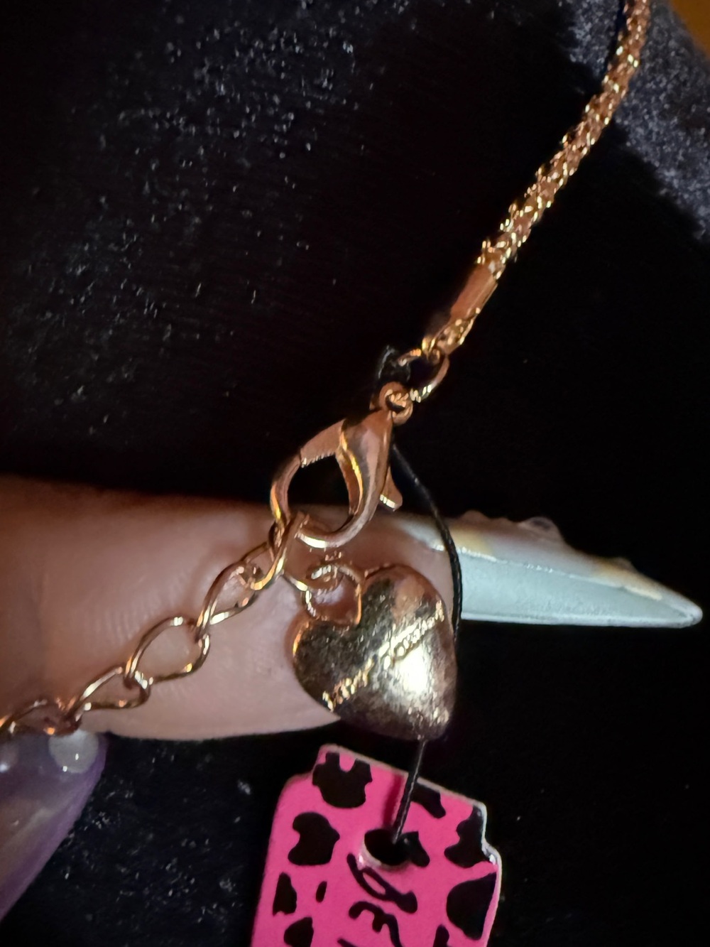 Betsey Johnson Gold-Tone Bee Pendant Necklace with Black and Clear Details - Picture 5 of 6